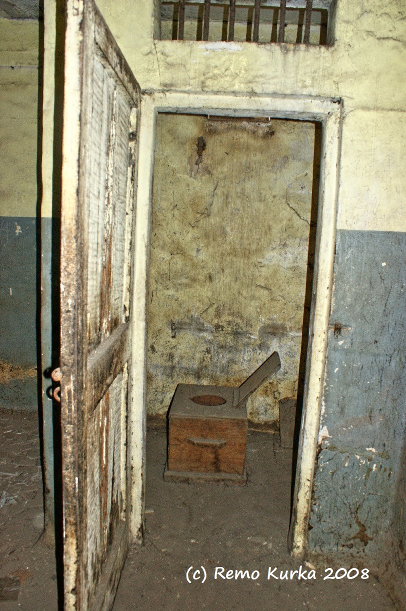 Krame Nkrumah smuggled notes on toilet paper out, from this bucket toilet at Ussher Fort prison. Photo by Remo Kurka, a wooden style toilet at Ussher prison area of Keame Nkrumah. 
